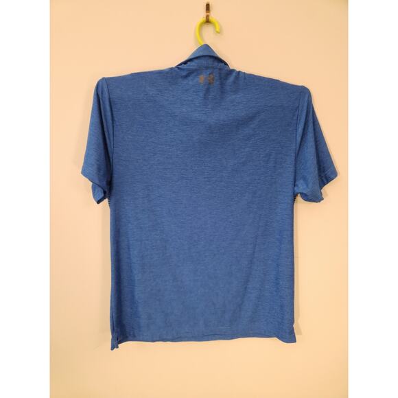 Under Armour Polo Shirt Mens Large Navy Blue Heatgear Loose Short Sleeve Golf - Picture 4 of 11